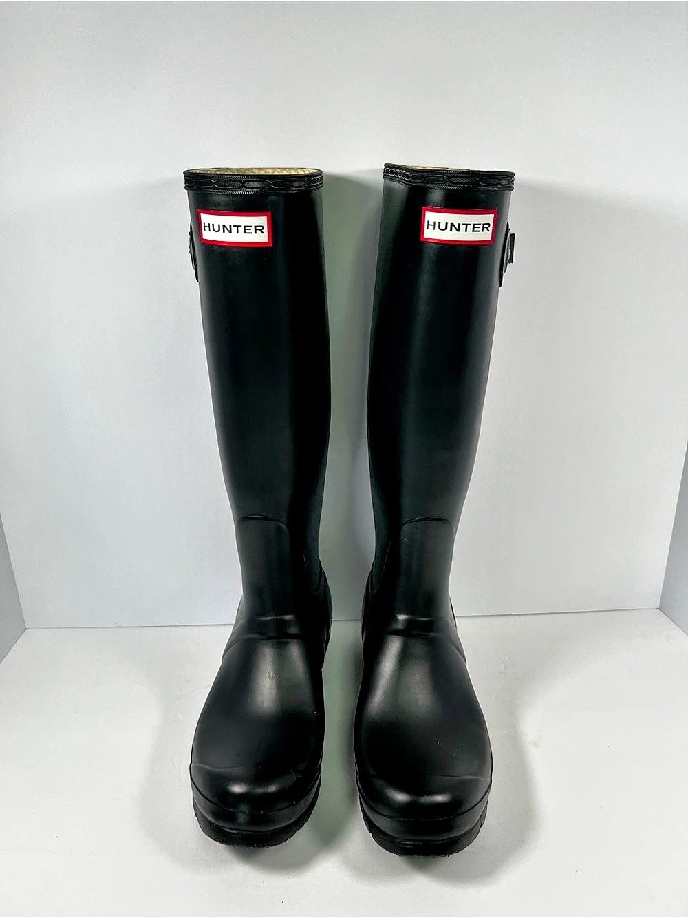 Hunter Original Tall Rain Boots Black Matte Rubber Waterproof Women's US 7 UK 5